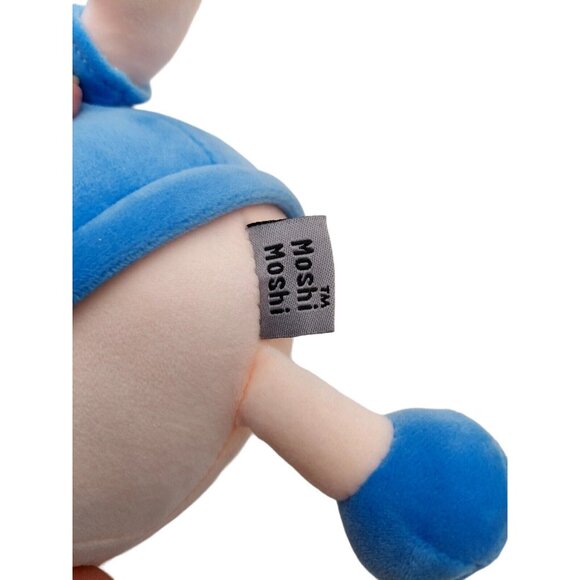 Moshi Moshi Plush Pink Pig Stuffed Animal Blue shirt "Let's Go" 10" - Picture 4 of 6